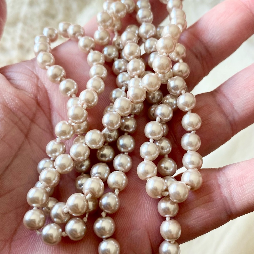 Unique Vintage Long Pearl Necklace